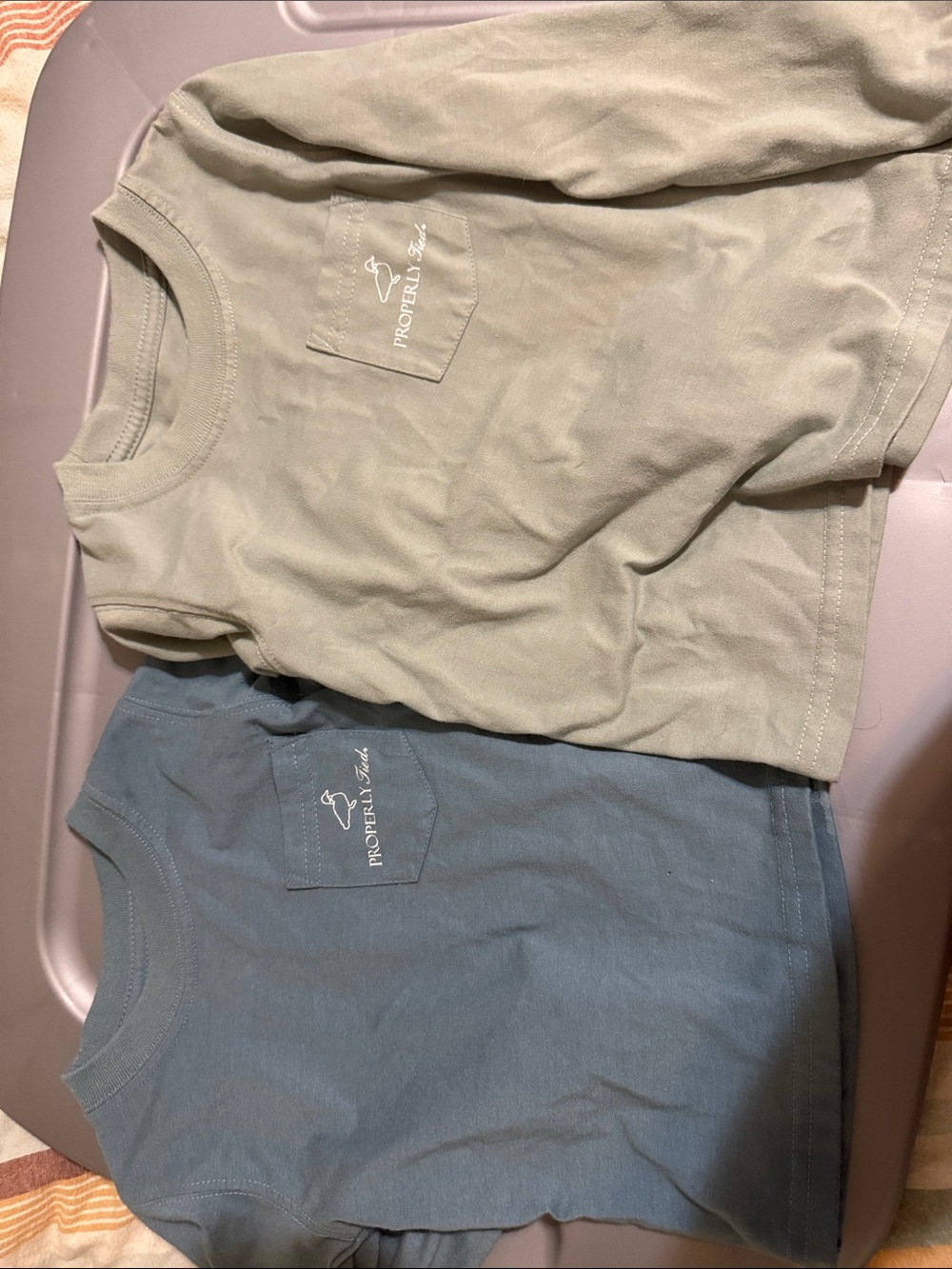 Properly Kind Kids Long Sleeve Tee - Sage Green & Dusty Blue